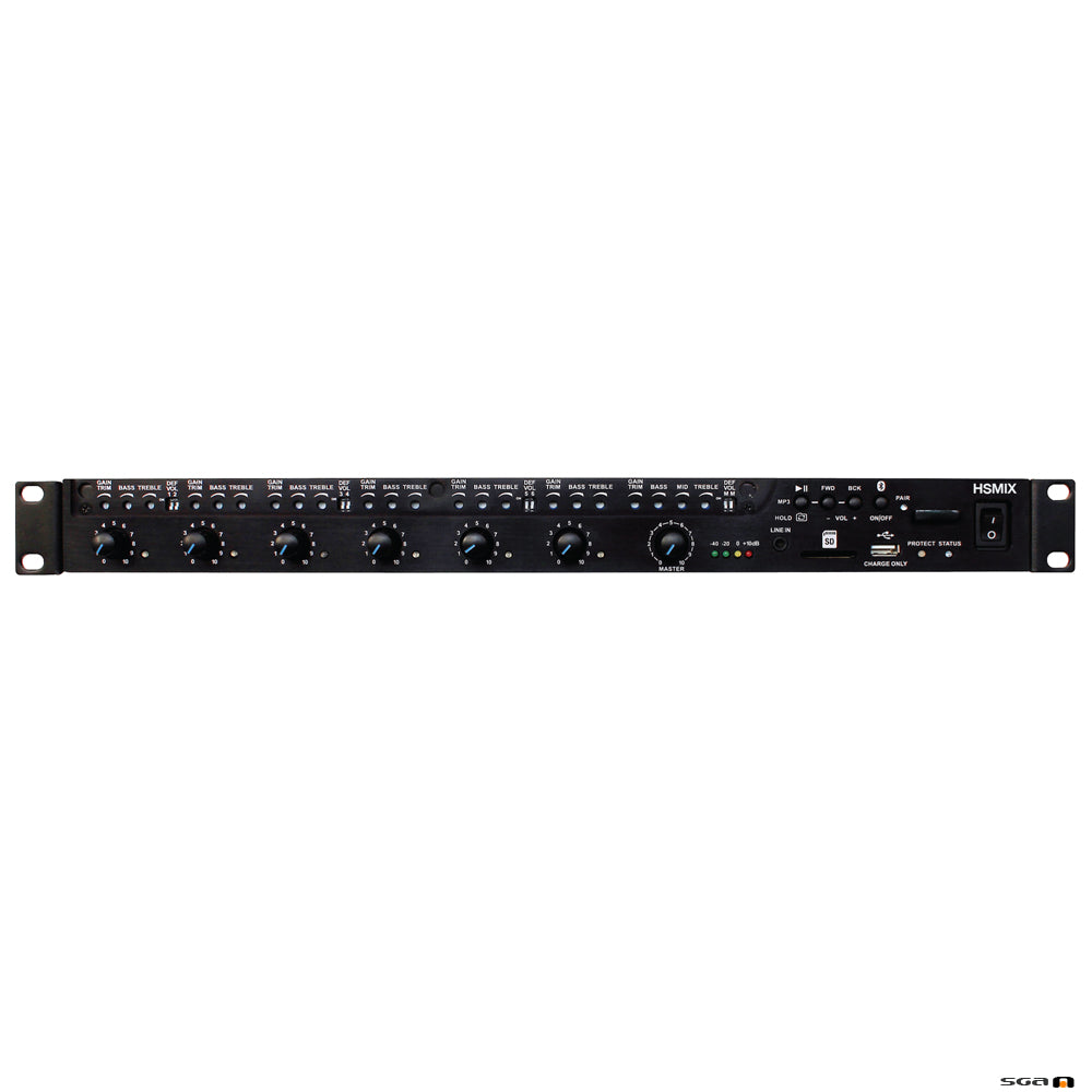 Australian Monitor HSMIX Rackmount 1RU, 9 inputs channels, 12V phantom power, B/Tooth, MP3.