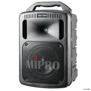 Mipro MA708PA portable pa speaker with Bluetooth and corded microphone.