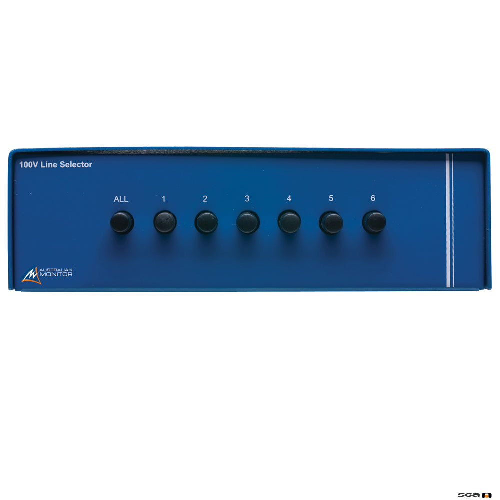 Australian Monitor ZONEDOUT Six Zone Speaker Selector. One 100V speaker input, six 100V speaker outputs.