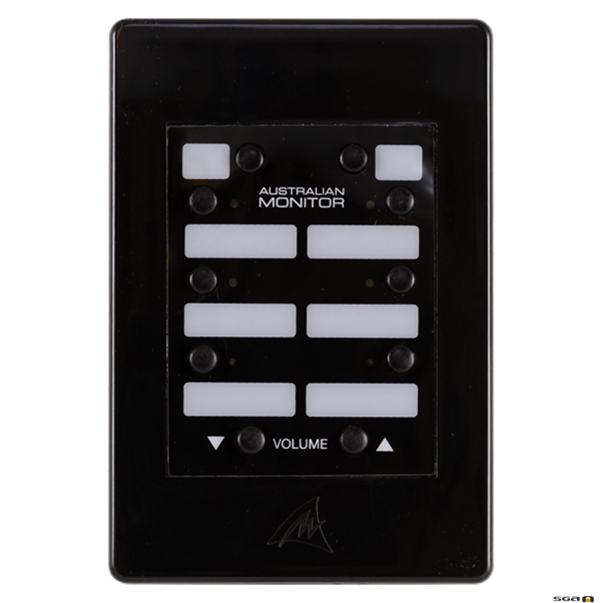 wall panel black, 10 button controller featuring 8 programmable buttons and a dedicated volume control for use with the ZONEMIX system