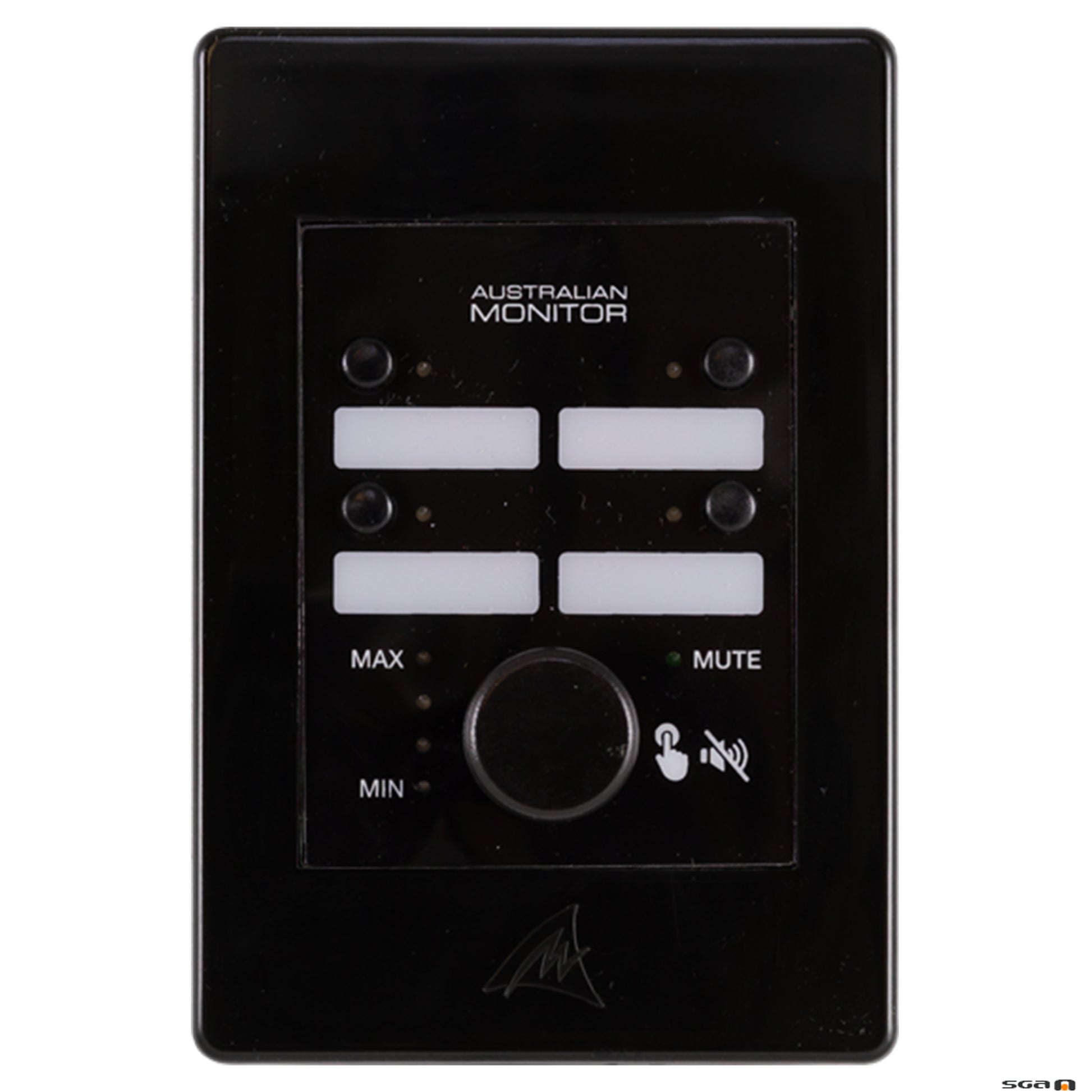 wall panel, 4 button controller with volume control knob for use with the ZONEMIX system.