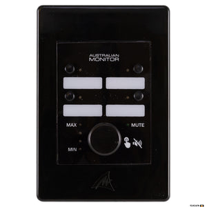 wall panel, 4 button controller with volume control knob for use with the ZONEMIX system.