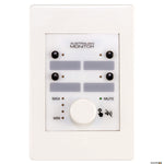 white wall panel, 4 button controller with volume control knob for use with the ZONEMIX system.