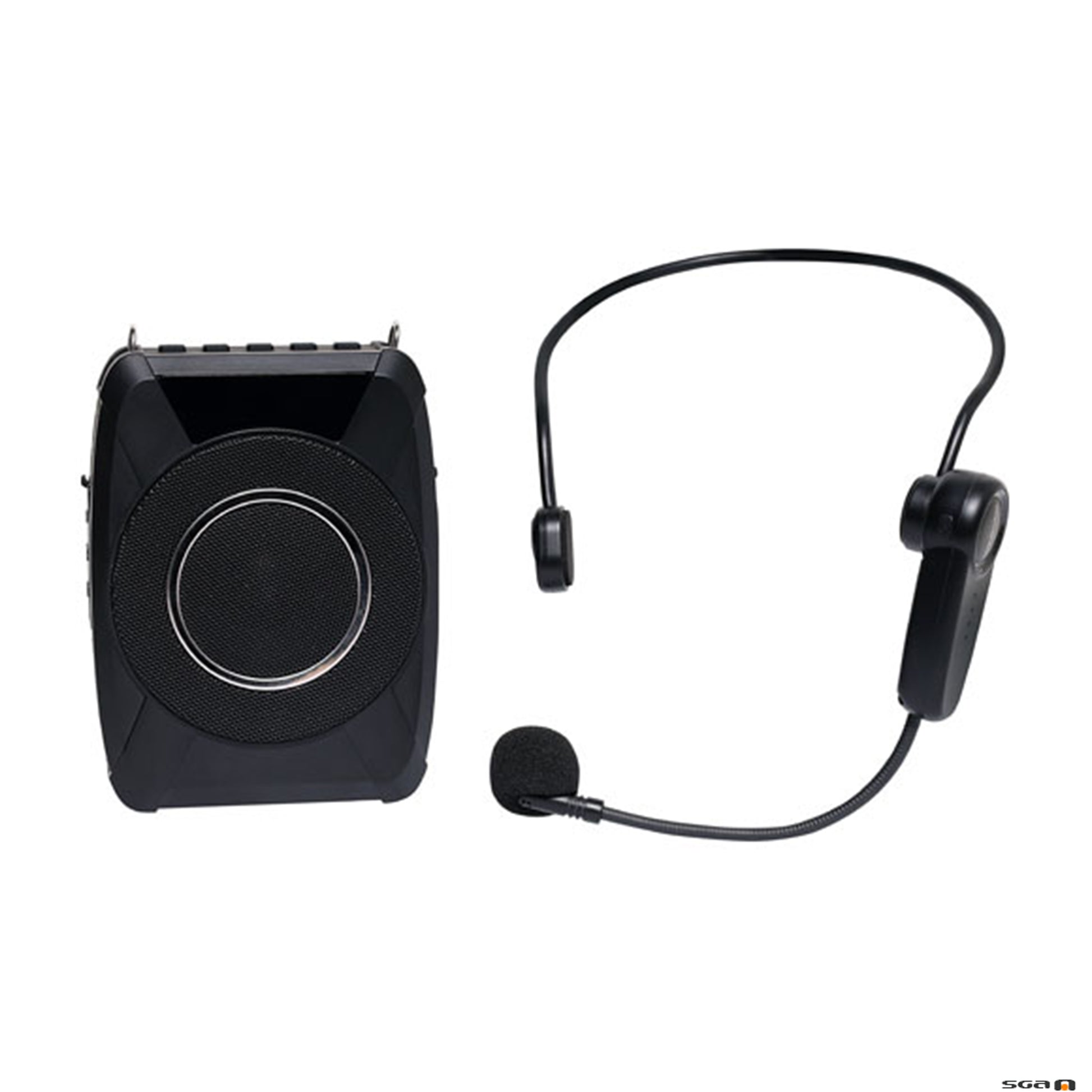 Black portable speaker with headset 