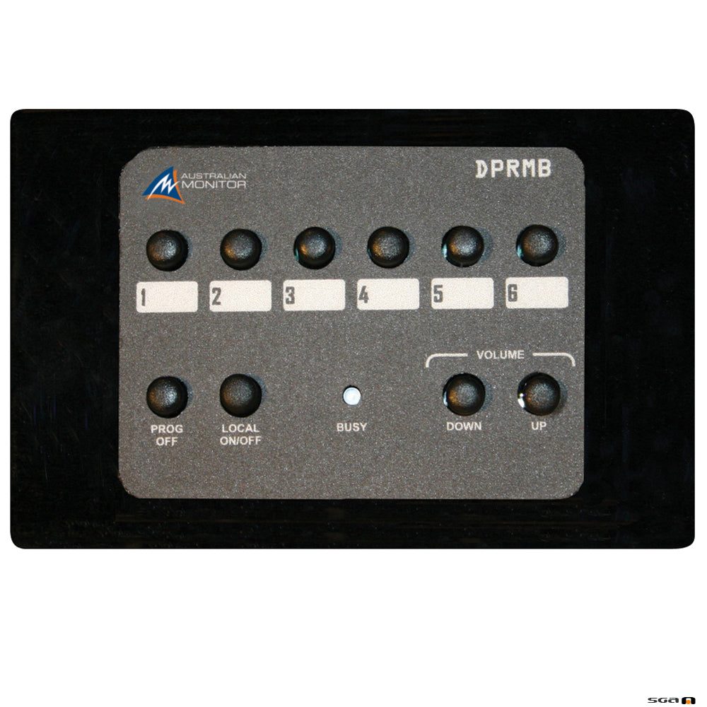 Australian Monitor DPRMB Remote source and volume control for DigiPage paging system. Black.  Note: Not compatible with DigiPageJr (DPJR)