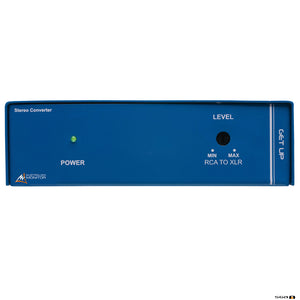 Australian Monitor GETUP stereo converter converts an unbalanced domestic level signal to a professional line level balanced audio signal