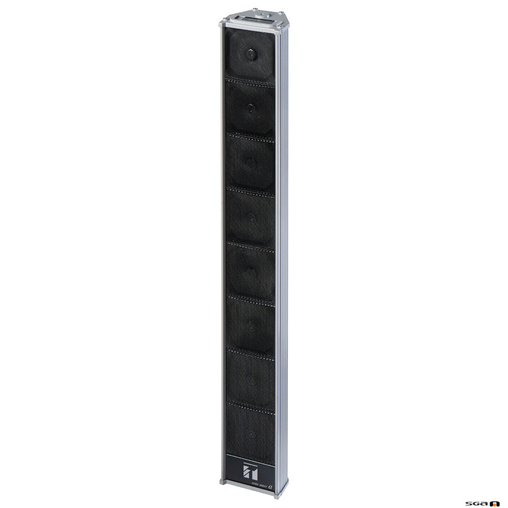 TOA HA1010bkt Long Range Slim Array Speaker with multiple horn speakers set in an array with wall mount brackets