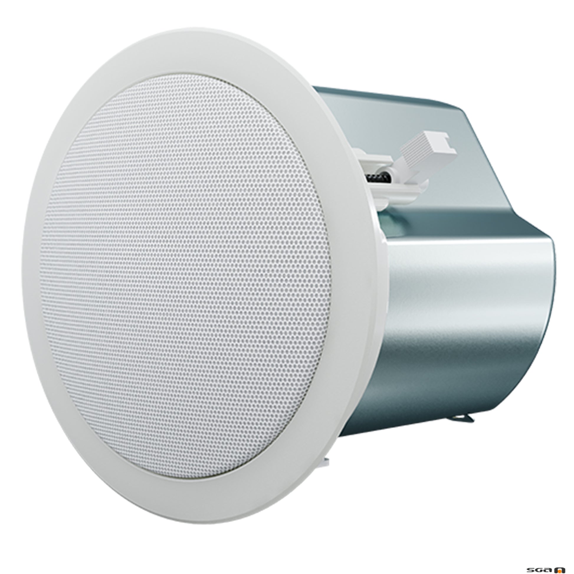 Ceiling-mounted speaker with white grille