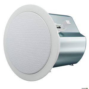 Ceiling-mounted speaker with white grille