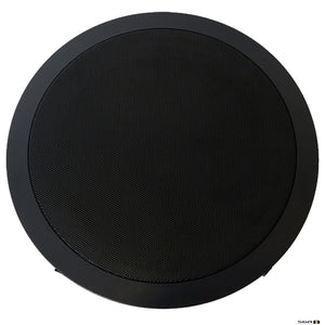 Australian Monitor QF8CSB Dual cone ceiling speaker, black baffle, 8 inch woofer. 100V Taps 15, 7.5, 3.75, 1.87 watts. 245mm cut-out.