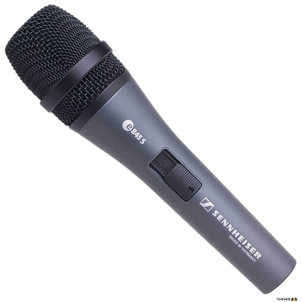 Sennheiser e845-S Dynamic super-cardioid vocal mic w/ On/Off switch.
