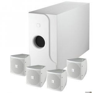 TOA BS301W 2-way speaker system. Subwoofer with 4 x Satellite speakers. white