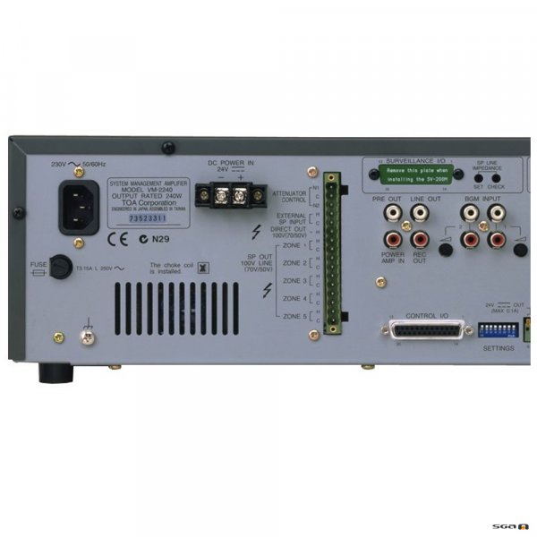 TOA VM2240 rear panel left side inputs and outputs