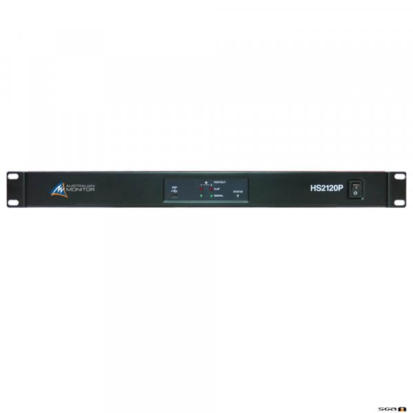 Australian Monitor HS2250P Power Amplifier: 2 x 250 watts, 100 volt line or low impedance with mini DSP.