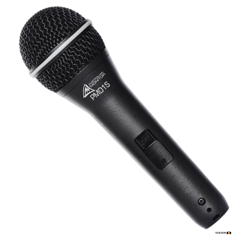 Australian Monitor PMD1S Handheld supercardioid condenser microphone with switch.