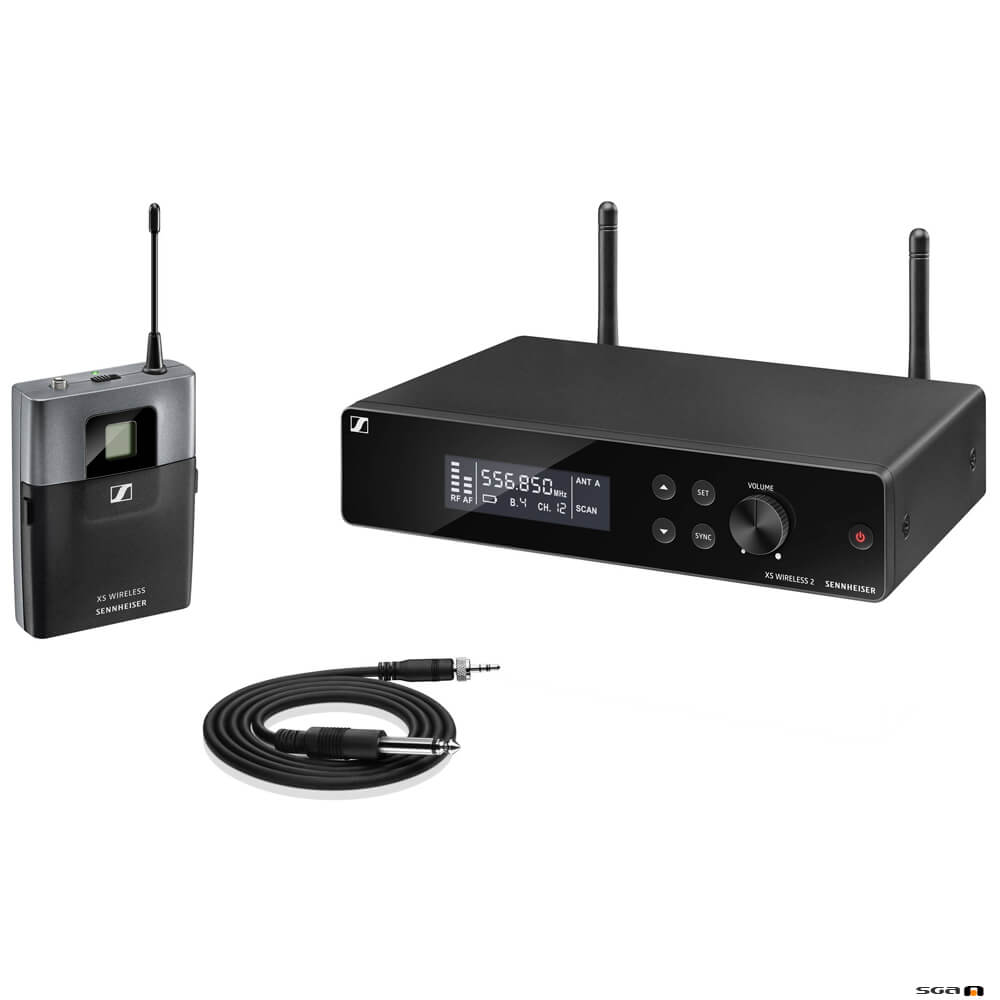 Sennheiser XSW 2-CI1 true diversity wireless microphone system w/ receiver, bodypack, instrument cable