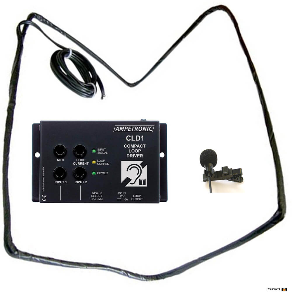 Ampetronic CLD1-CT Compact Loop Driver with Tie Clip Microphone & Loop Coil