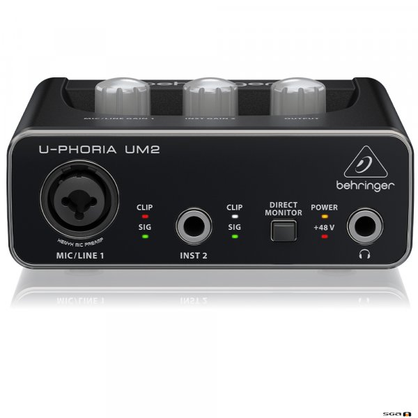 Behringer UM2 Audiophile 2x2 USB Audio Interface top front