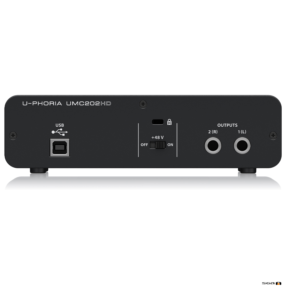 Behringer UMC202HD Audiophile 2x2, USB Audio Interface rear