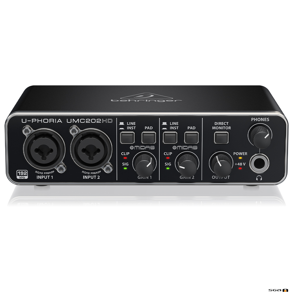 Behringer UMC202HD Audiophile 2x2, USB Audio Interface front top