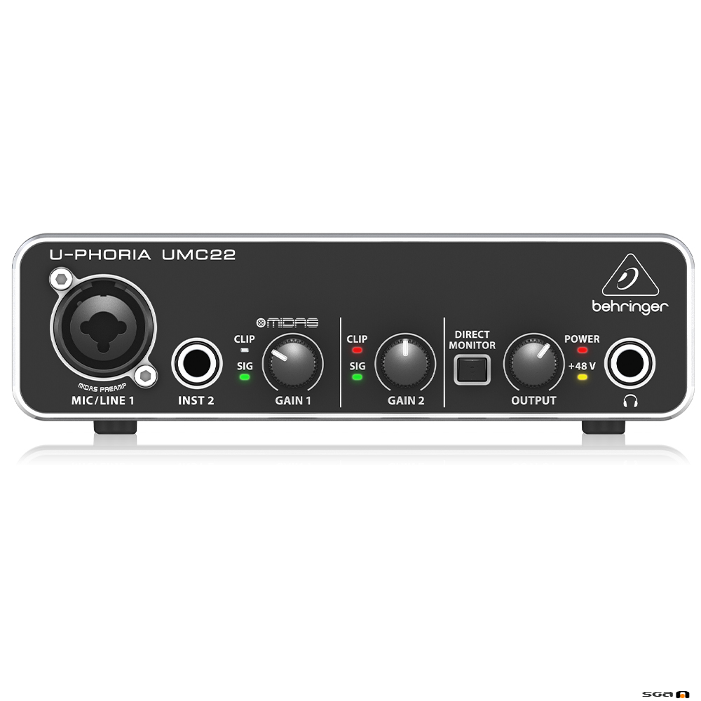 Behringer UMC22 Audiophile ultra-compact 2 x 2, 48 kHz USB audio interface front