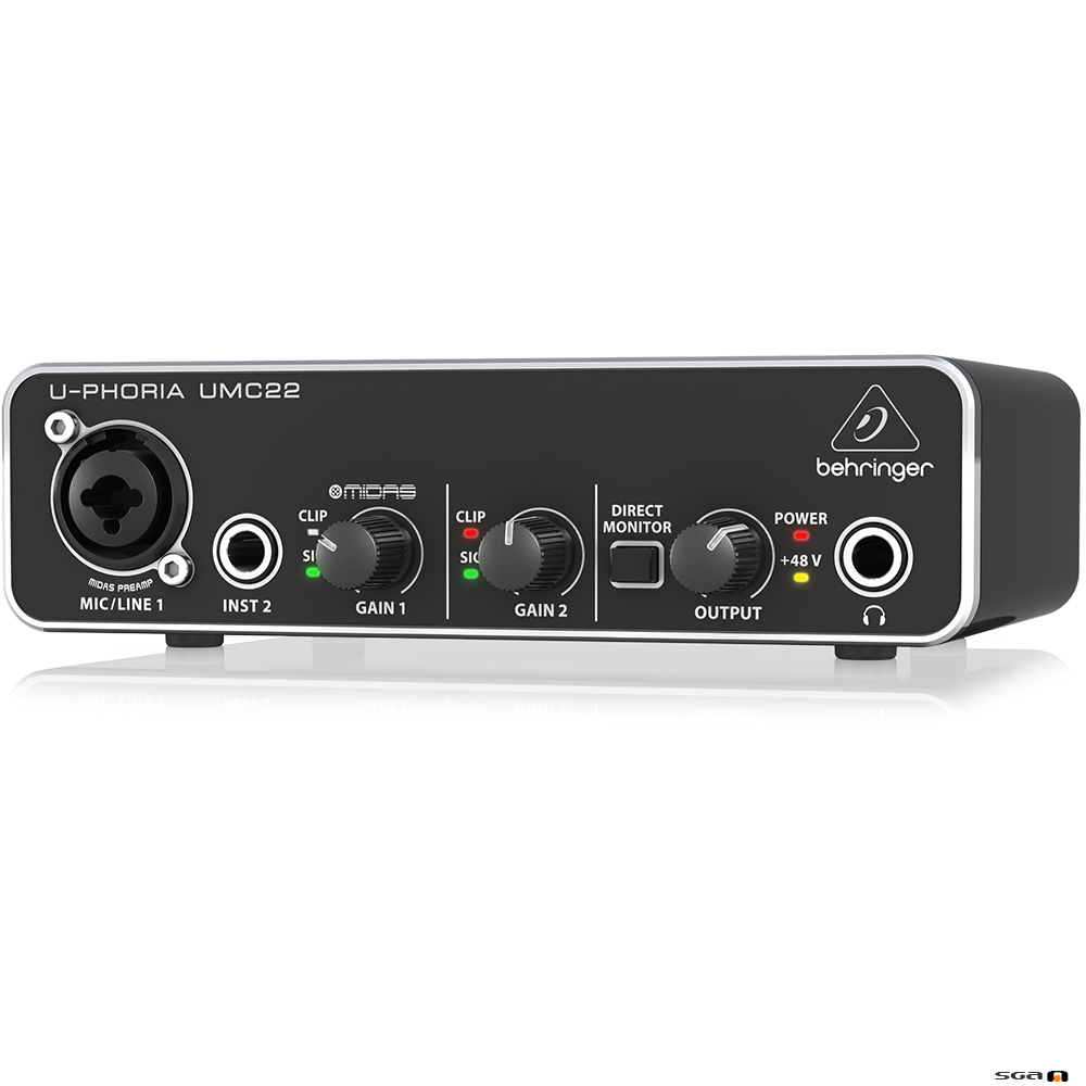 Behringer UMC22 Audiophile ultra-compact 2 x 2, 48 kHz USB audio interface right