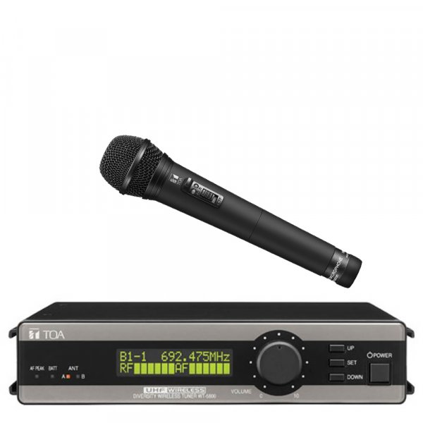 TOA WT5800HTD UHF True Diversity Wireless Receiver w/ dynamic microphone WM5265. Available in 636-666MHz or 578-606MHz.