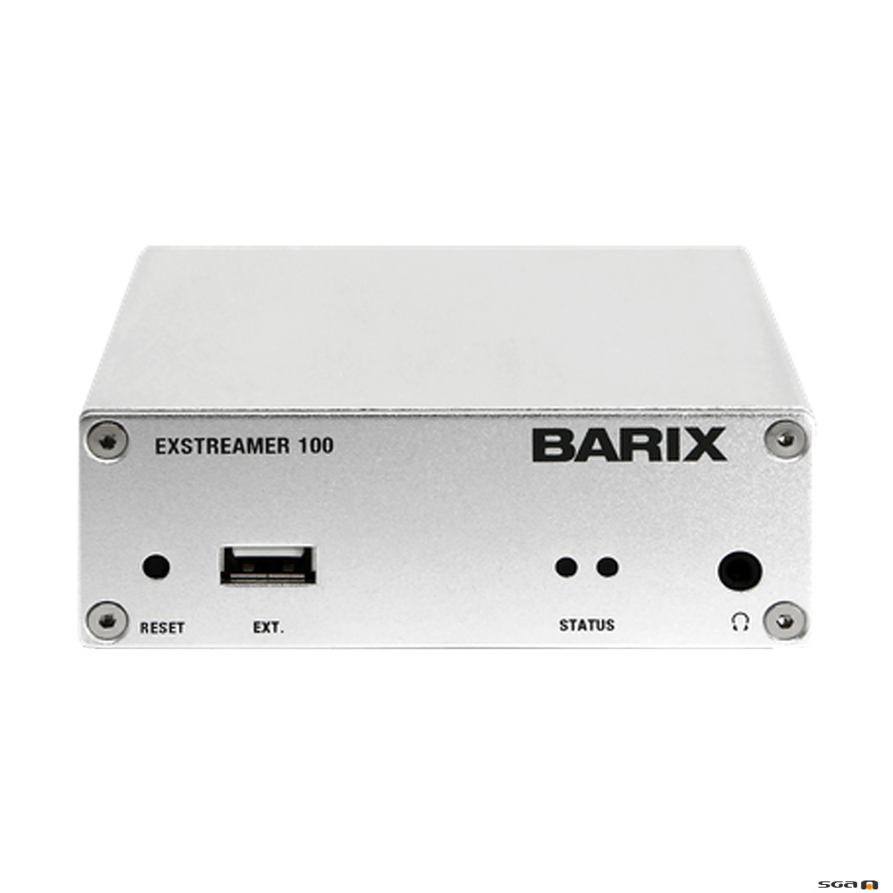 The Exstreamer 100 series is a family of products decode IP Audio streams and play out the received Audio signal to amplifiers