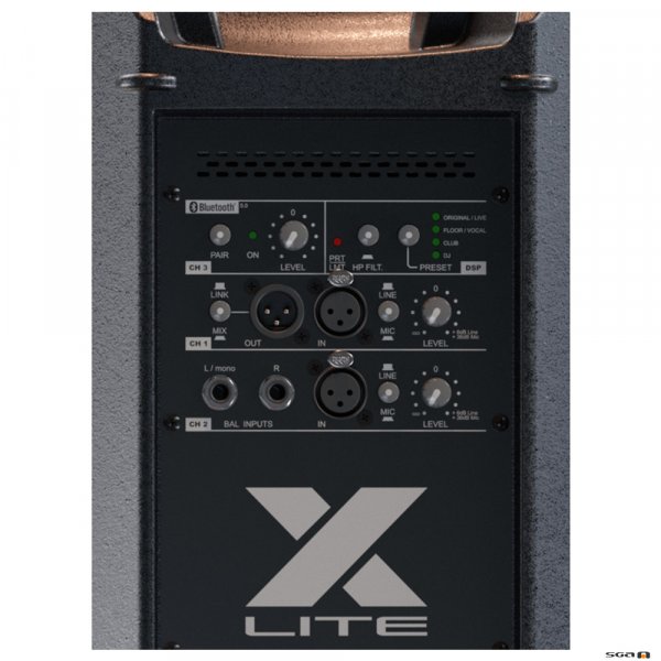 FBT X-Lite110A and X-Lite112A rear with inputs and controls