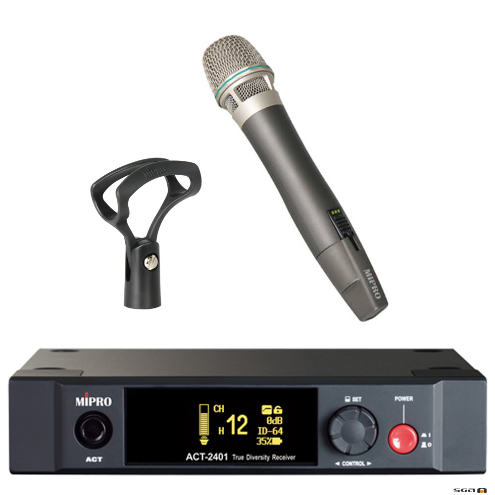 Mipro ACT2401-HH Wireless Microphone System with ACT24HC Wireless Handheld Microphone and MD20 Microphone Clamp