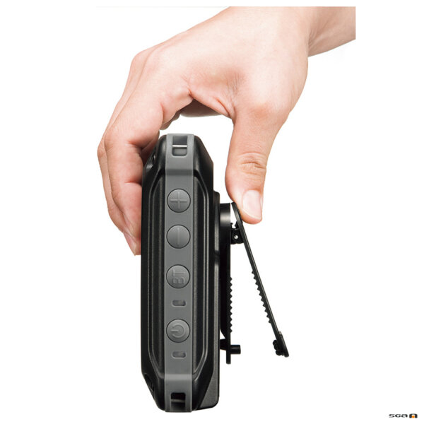 iTour Personal Portable PA demsonstrating belt clip
